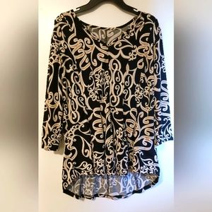 Black & Beige Tapered Blouse. Size Medium.